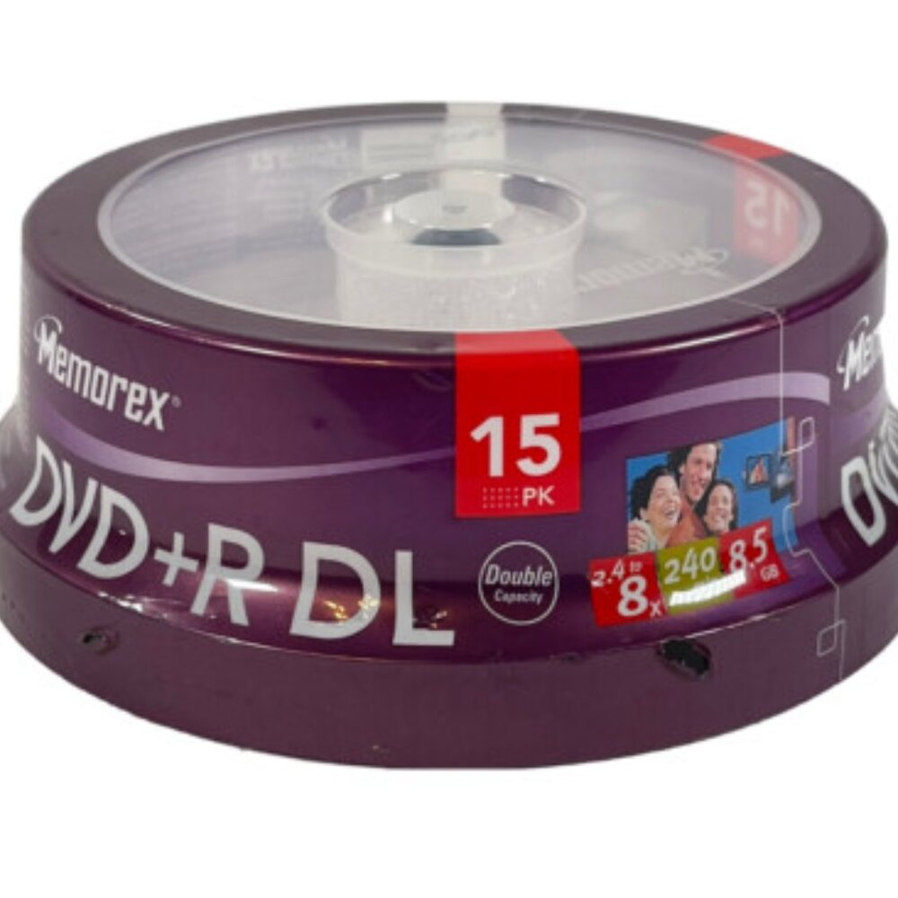 Memorex 8.5GB 8X Double Layer DVD+R (15pk Spindle) Brand New Sealed Genuine Spin